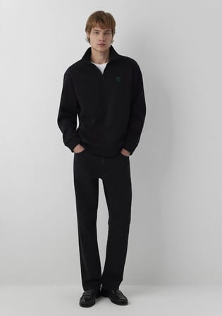 Yarı Fermuarlı Siyah Sweatshirt 0S20105-900