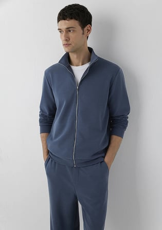 (Tencel™) Modal Karışımlı Fermuarlı Mavi Sweatshirt 0S20042-18790