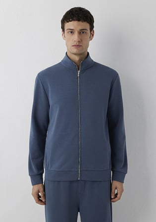 (Tencel™) Modal Karışımlı Fermuarlı Mavi Sweatshirt 0S20042-18790