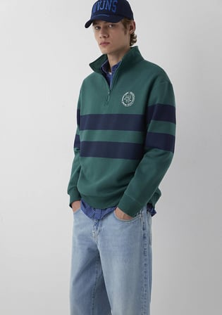 Yarı Fermuarlı Yeşil Sweatshirt 0S20110-71932