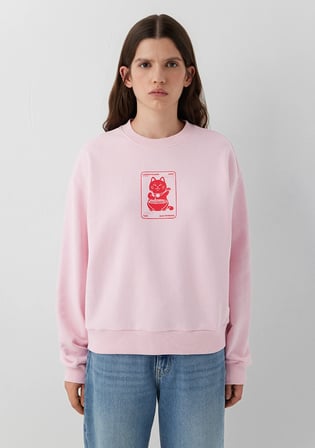 Kedi Baskılı Pembe Sweatshirt 1S20086-71008