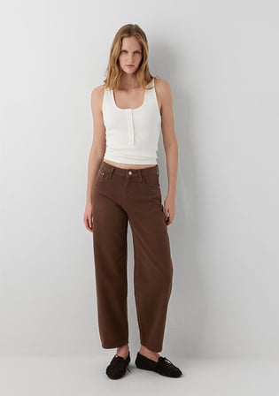 Leila Real Blue Kahverengi Gabardin Pantolon 1010600-A7453