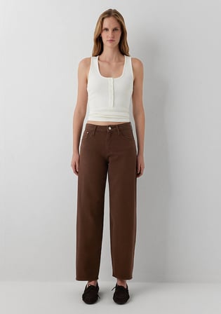 Leila Real Blue Kahverengi Gabardin Pantolon 1010600-A7453