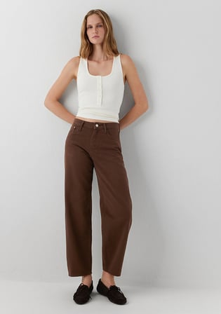 Leila Real Blue Kahverengi Gabardin Pantolon 1010600-A7453