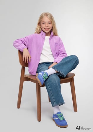 Fermuarlı Mor Polar Sweatshirt 7S20017-82955