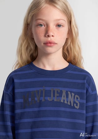 Mavi Logo Baskılı Mavi Sweatshirt 7S20066-85471