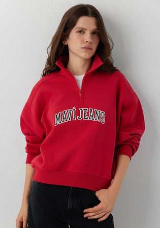 Mavi Logo Baskılı Kırmızı Sweatshirt 1S20132-86417