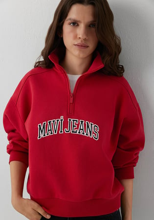 Mavi Logo Baskılı Kırmızı Sweatshirt 1S20132-86417