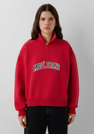 Mavi Logo Baskılı Kırmızı Sweatshirt 1S20132-86417
