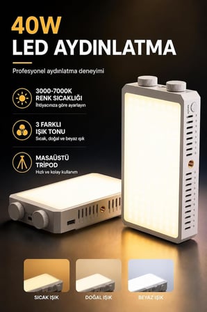 LEVONG 40W LED ENT Cep Fotoğraf Işığı 3000-7000K CRI 95+ Type-C CMD-201