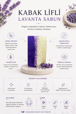 Moon Angel Kabak Lifli Sabun Lavanta Özlü Ferahlatıcı ve Arındırıcı Cilt Bakım Sabunu