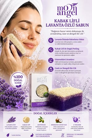 Moon Angel Kabak Lifli Sabun Lavanta Özlü Ferahlatıcı ve Arındırıcı Cilt Bakım Sabunu