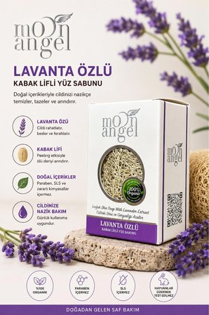 Moon Angel Kabak Lifli Sabun Lavanta Özlü Ferahlatıcı ve Arındırıcı Cilt Bakım Sabunu