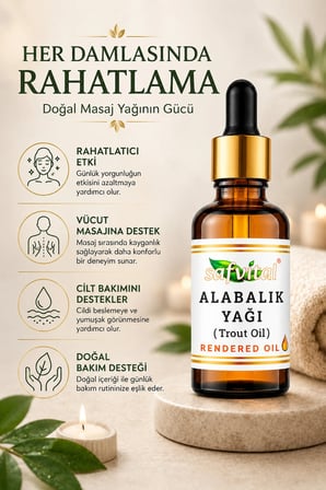 Alabalık Yağı 50 ml Masaj Yağı Vücut Bakım Yağı Cilt Bakımı İçin Nemlendirici ve Besleyici Yağ Premium Bakım Yağı