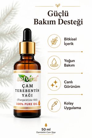 Çam Terebentin Yağı 50 ml Saç Bakım Yağı Bitkisel Saç Besleyici Damlalıklı Bakım Serumu Premium Bakım Yağı