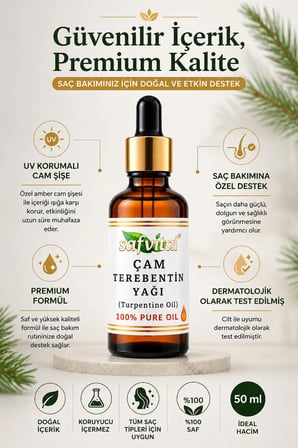 Çam Terebentin Yağı 50 ml Saç Bakım Yağı Bitkisel Saç Besleyici Damlalıklı Bakım Serumu Premium Bakım Yağı