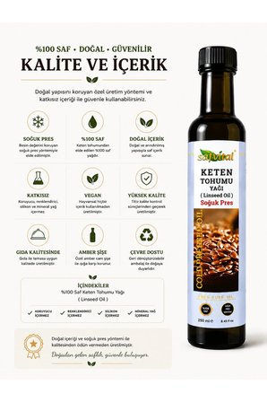 Keten Tohumu Yağı 250 Ml Soğuk Pres  Çok Amaçlı Doğal Saç Cilt Ve Premium Vücut Bakım Yağı