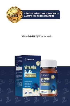 Erbatab D3 Vitamini ve K2 Vitamini İçeren Takviye Edici Gıda