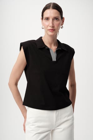 Polo Yaka Kolsuz Regular Örme Tişört