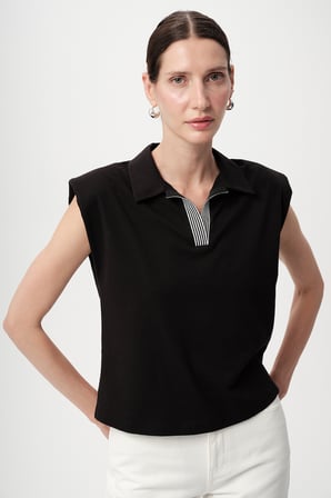 Polo Yaka Kolsuz Regular Örme Tişört