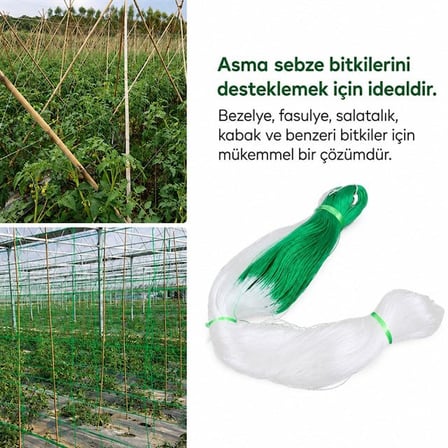 Salatalık Sebze Bitki Çiçek Sarmaşık Asma Tırmanma Destek Ağı 3x100M UV Dayanımlı ve Yüksek Verimli Destek File Sistemi SN-38881
