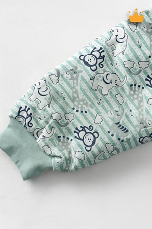 2.5 Tog Yorgan Gerektirmeyen Kalın Elyaf Dolgulu Çocuk Uyku Tulumu Pamuk Astarlı Unisex 6020