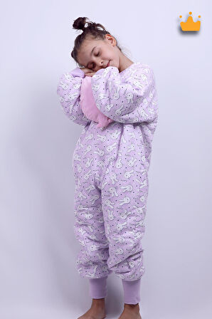 Babyhola 2-9 Yaş 2.5 Tog Elyaf Dolgulu Çocuk Uyku Tulumu Unisex Uzun Kollu Uyku Tulumu