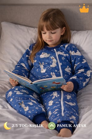 2.5 Tog Yorgan Gerektirmeyen Kalın Elyaf Dolgulu Çocuk Uyku Tulumu Pamuk Astarlı Unisex 6020