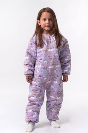 2.5 Tog Yorgan Gerektirmeyen Kalın Elyaf Dolgulu Çocuk Uyku Tulumu Pamuk Astarlı Unisex 6020