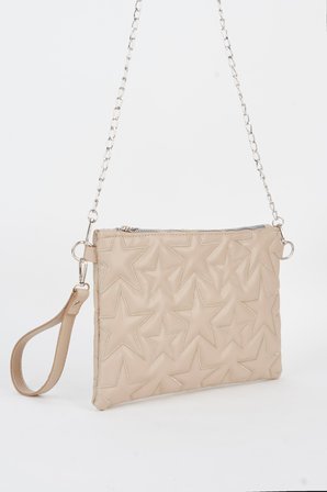 Kadın Vizon Yıldız Nakışlı Suni Deri Bilek Ve Zincir Askılı Portföy El Ve Clutch Çanta