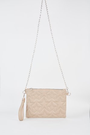 Kadın Vizon Yıldız Nakışlı Suni Deri Bilek Ve Zincir Askılı Portföy El Ve Clutch Çanta