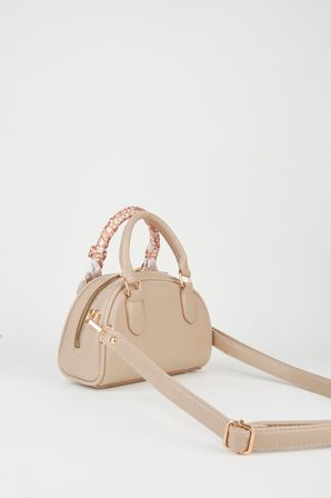 Kadın Şakayık Vizon Fular Hediyeli Suni Deri Orta Boy Fermuar Kapama El Kol Ve Omuz Çantası