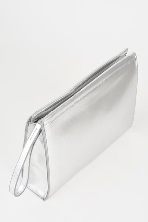 Kadın Petunya Gümüş Astarlı Suni Deri Bilek Askılı Portföy El Ve Clutch Çanta