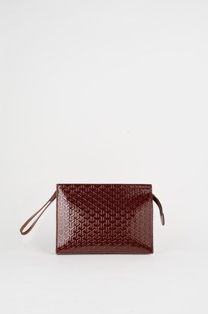 Kadın Petunya Dokulu Acı Kahve Astarlı Suni Deri Bilek Askılı Portföy El Ve Clutch Çanta