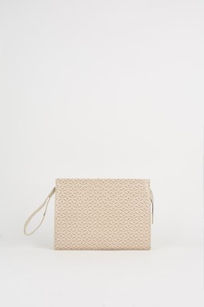 Kadın Petunya Dokulu Krem Astarlı Suni Deri Bilek Askılı Portföy El Ve Clutch Çanta