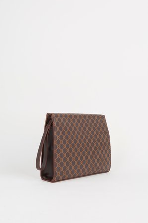 Kadın Petunya Desenli Acı Kahve Astarlı Suni Deri Bilek Askılı Portföy El Ve Clutch Çanta