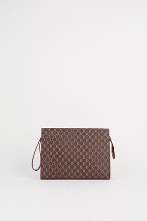 Kadın Petunya Desenli Acı Kahve Astarlı Suni Deri Bilek Askılı Portföy El Ve Clutch Çanta