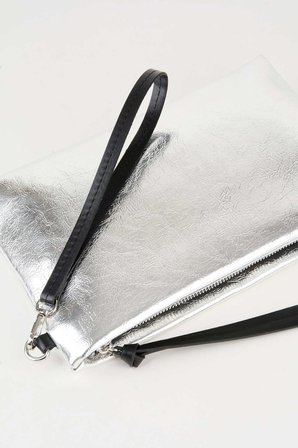Kadın Bellis Gümüş Astarlı Suni Deri Bilek Askılı Portföy El Ve Clutch Çanta
