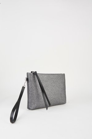 Kadın Bellis Simli Gri Astarlı Suni Deri Bilek Askılı Portföy El Ve Clutch Çanta