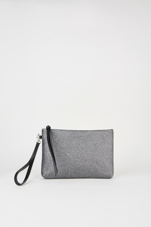 Kadın Bellis Simli Gri Astarlı Suni Deri Bilek Askılı Portföy El Ve Clutch Çanta