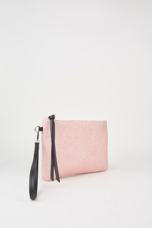 Kadın Bellis Simli Pudra Astarlı Suni Deri Bilek Askılı Portföy El Ve Clutch Çanta
