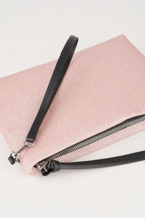 Kadın Bellis Simli Pudra Astarlı Suni Deri Bilek Askılı Portföy El Ve Clutch Çanta