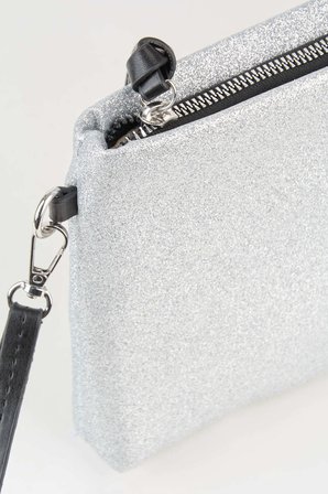 Kadın Bellis Simli Gümüş Astarlı Suni Deri Bilek Askılı Portföy El Ve Clutch Çanta