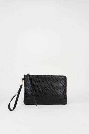 Kadın Bellis Örgü Siyah Astarlı Suni Deri Bilek Askılı Portföy El Ve Clutch Çanta