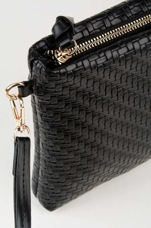 Kadın Bellis Örgü Siyah Astarlı Suni Deri Bilek Askılı Portföy El Ve Clutch Çanta