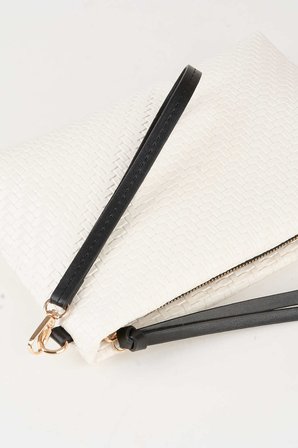 Kadın Bellis Örgü Beyaz Astarlı Suni Deri Bilek Askılı Portföy El Ve Clutch Çanta