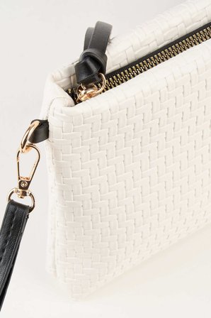 Kadın Bellis Örgü Beyaz Astarlı Suni Deri Bilek Askılı Portföy El Ve Clutch Çanta