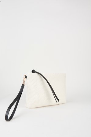 Kadın Bellis Örgü Beyaz Astarlı Suni Deri Bilek Askılı Portföy El Ve Clutch Çanta