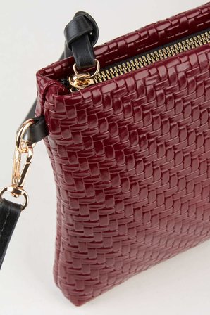 Kadın Bellis Örgü Bordo Astarlı Suni Deri Bilek Askılı Portföy El Ve Clutch Çanta