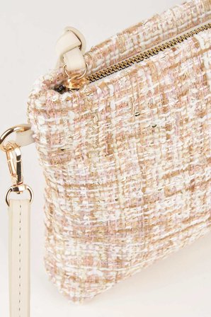 Kadın Bellis Tweed Krem-Pudra Astarlı Bilek Askılı Portföy El Ve Clutch Çanta